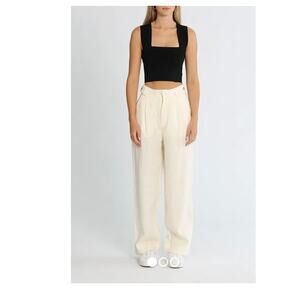 NWT Thrills Free People Ivory Linen Trouser Zoe Pants Size 6